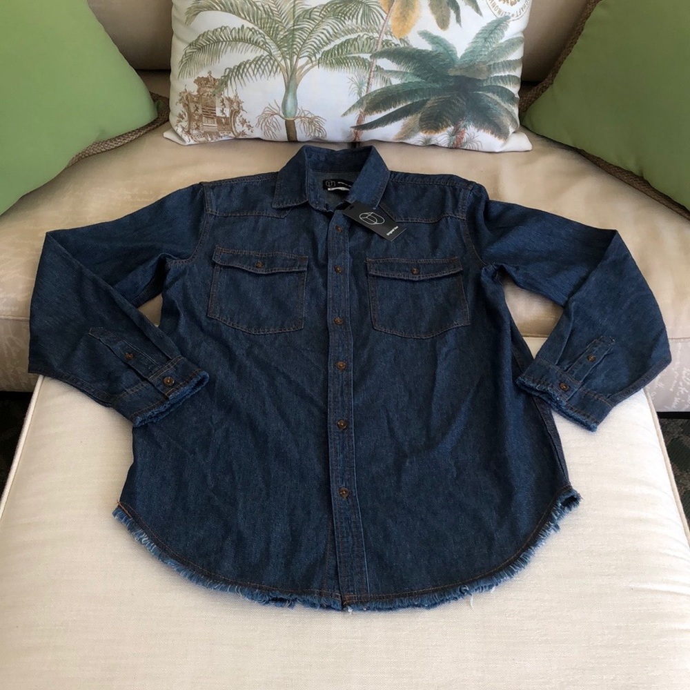 Original Use Raw Edge Denim Button Shirt